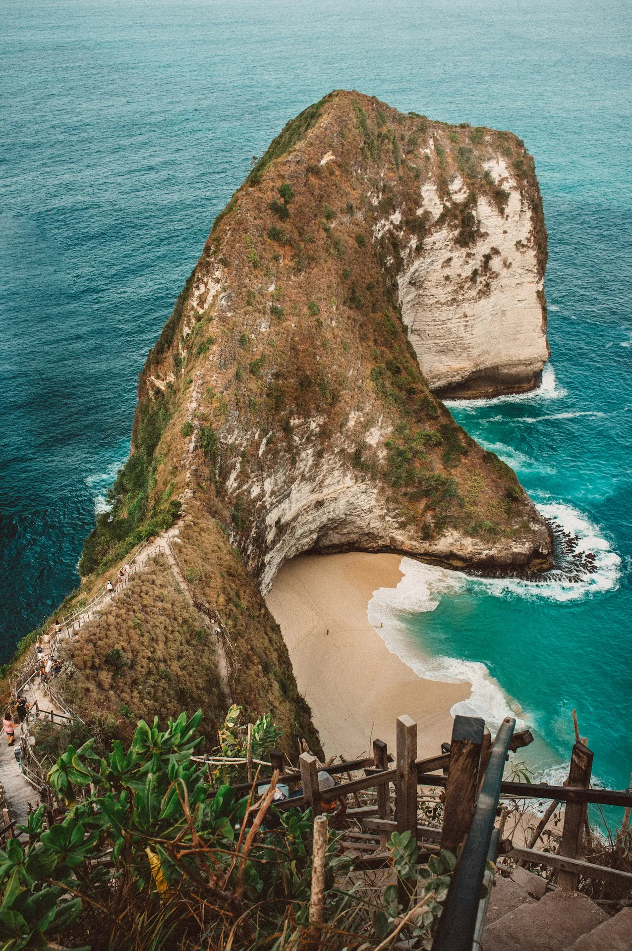 A coastal view of Kelingking Beach on Nusa Penida
